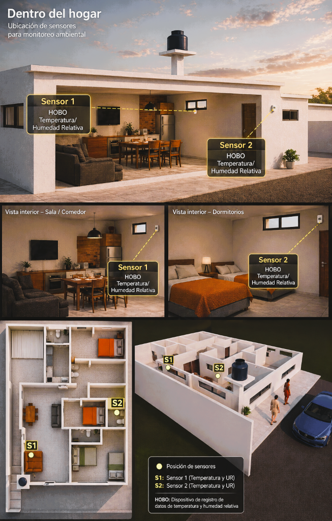 Esquema del monitoreo interior con sensores